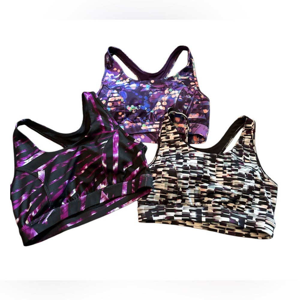 3 Pairs Tek Gear Sports Bra Removable Padded Racerback‎ LADIES High Impact Sz M